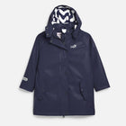 Navy Puddleflex Waterproof Fleece Lined Jacket, a long-sleeved raincoat with a lined hood on a white background.